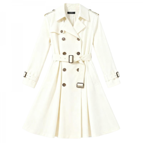 White Double-Breasted Trench Coat