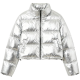 Silver Metallic Cropped Puffer Jacket