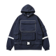 Navy Blue Cargo Hoodie with Multiple Pockets & Reflective Trim