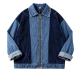 Blue Denim & Corduroy Patchwork Zip-Up Jacket