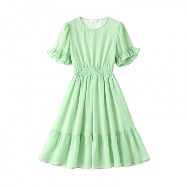 Mint Green Ruffled Sleeve Tiered Dress