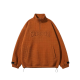 Orange Waffle-Knit Half-Zip Sweatshirt with Embossed Lettering