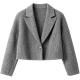 Gray Ribbed Knit Cropped Blazer